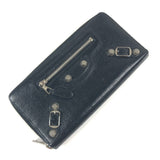 Black Leather Silver-tone Hardware Continental Zip-around Wallet / BALENCIAGA