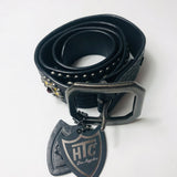 Black Leather Studded ROADHOUSE Belt / HTC LOS ANGELES - Size 80cm