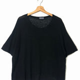 Black Linen Crop Tee - One Size