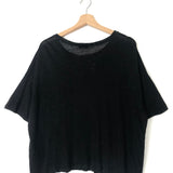 Black Linen Crop Tee - One Size
