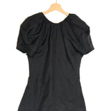 Black Linen Puffed Sleeves Tunic Top / CELINE - Size 34
