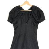 Black Linen Puffed Sleeves Tunic Top / CELINE - Size 34