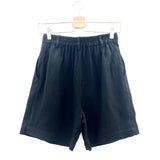 Black Linen Twill Pleated Shorts / DONNI - Size XS