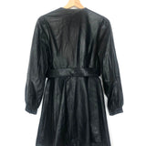 Black Long Sleeve Leather Wrap Dress - model ROSETOLA / MAJE - Size 1