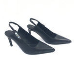 Black LOVER 80 Palladium Kelly Buckle Slingback Leather Pumps / HERMES - Size 36