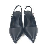 Black LOVER 80 Palladium Kelly Buckle Slingback Leather Pumps / HERMES - Size 36