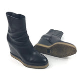 Black MANON Leather Wedges Boots / CELINE - Size 38