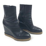 Black MANON Leather Wedges Boots / CELINE - Size 38