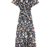 Black Metallic JESSY Floral Printed Maxi Dress / BA&SH - Size 0