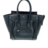 Black MICRO LUGGAGE Drummed Calfskin Handbag / CELINE