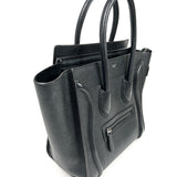 Black MICRO LUGGAGE Drummed Calfskin Handbag / CELINE