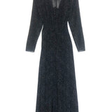 Black Micro Polka-dots Long Sleeves Maxi Dress / MAJE - Size 36