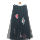 Black MIRAGE Celestial Motifs Embellished Tulle Skirt / VICTORIA LEIVISSA - Size S