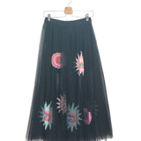 Black MIRAGE Celestial Motifs Embellished Tulle Skirt / VICTORIA LEIVISSA - Size S