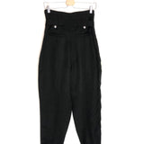Black MOHON Linen Blend Belted Paperbag Pants / IRO - Size 34