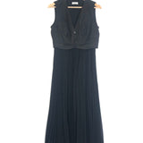 Black Montaigne Pleated Sleeveless Maxi Dress / SANDRO - Size 36