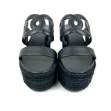 Black Nappa Leather ITHEA 30 Rope Wedge Espadrille Sandals / HERMES - Size 38