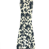 Black NATALIA Floral Print Stretch Jersey Pleated Maxi Dress / ULLA JOHNSON - Size US 4