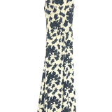 Black NATALIA Floral Print Stretch Jersey Pleated Maxi Dress / ULLA JOHNSON - Size US 4