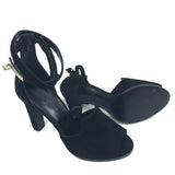 Black NINA Suede d'Orsay Wrap Straps Kelly Heels Pumps / HERMES - Size 38
