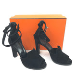 Black NINA Suede d'Orsay Wrap Straps Kelly Heels Pumps / HERMES - Size 38