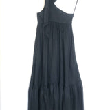Black One Shoulder Sash-Neck Linen Midi Dress / ZIMMERMANN - Size 1