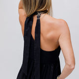 Black One Shoulder Sash-Neck Linen Midi Dress / ZIMMERMANN - Size 1