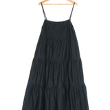 Black Organic Cotton Tiered Midi Sundress / MATTEAU - Size 36