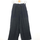 Black Organic Linen with Elastic Waistband YAFFA Pants / LE KASHA - Size S