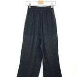 Black Organic Linen with Elastic Waistband YAFFA Pants / LE KASHA - Size S