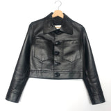 Black Paneled Grained Lambskin Leather Jacket / AMI - Size S