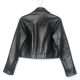 Black Paneled Grained Lambskin Leather Jacket / AMI - Size S