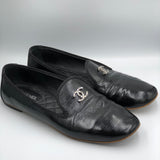 Black Patent CC Smoking Slip On Loafers  / CHANEL - Size 38