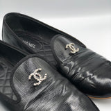 Black Patent CC Smoking Slip On Loafers  / CHANEL - Size 38