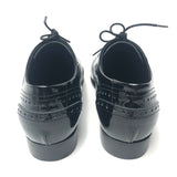 Black Patent Leather Brogue Lace-up Oxfords Shoes / CHANEL - Size 38