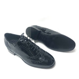 Black Patent Leather Brogue Lace-up Oxfords Shoes / CHANEL - Size 38