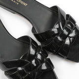 Black Patent TRIBUTE Flat Sandals / YVES SAINT LAURENT - Size 37