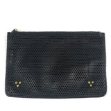 Black Perforated POPOCHE L Leather Clutch / JEROME DREYFUSS