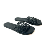 Black Petal Anagram Leather Flat Slides / LOEWE - Size 41