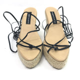Black Portofino Leather Lace-up Wedge Espadrilles Sandals / ALEX RIVIERE STUDIO X MANEBI - Size 39