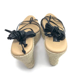 Black Portofino Leather Lace-up Wedge Espadrilles Sandals / ALEX RIVIERE STUDIO X MANEBI - Size 39