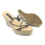 Black Portofino Leather Lace-up Wedge Espadrilles Sandals / ALEX RIVIERE STUDIO X MANEBI - Size 39