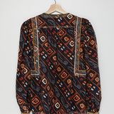 Black Printed Blouse with Puffed Sleeves - model TYRON / ISABEL MARANT - Size 36