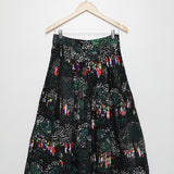 Black Printed Linen Skirt - model VALSEUSE LA FETE / MII COLLECTION - Size S
