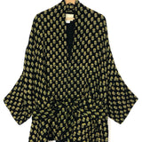 Black Printed Oversized Belted Kimono / ANAAK - Size 0