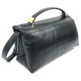 Black PRISMA Top Handle Padded Smooth Leather Bag / MARNI