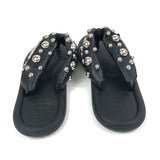 Black Puffed Leather Straps with Dazzling Studs Flip-flop Sandals / ISABEL MARANT X HAVAIANAS - Size BR 35-36