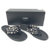 Black Puffed Leather Straps with Dazzling Studs Flip-flop Sandals / ISABEL MARANT X HAVAIANAS - Size BR 35-36