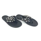 Black Puffed Leather Straps with Dazzling Studs Flip-flop Sandals / ISABEL MARANT X HAVAIANAS - Size BR 35-36