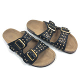 Black Python Studded ODETTE Sandals / CLARIS VIROT - Size 39